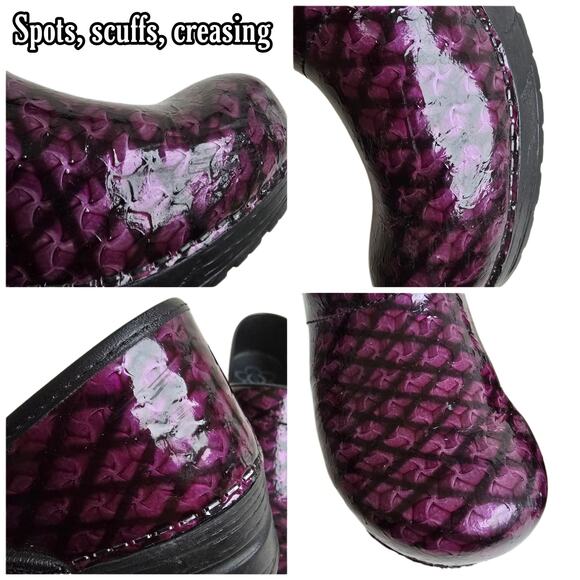 Purple Clogs Sanita Professional Dory Size EU41 US 10 Patent Leather Scales - Picture 11 of 15